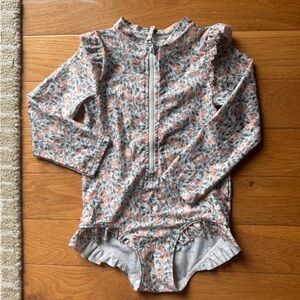 H&M Peach and Gray Floral Swimsuit